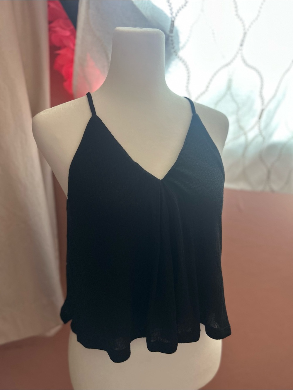 Women's Black V-Neck Spaghetti Strap Camisole